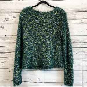 Wild Fable Green Fuzzy Pom Pom Sweater